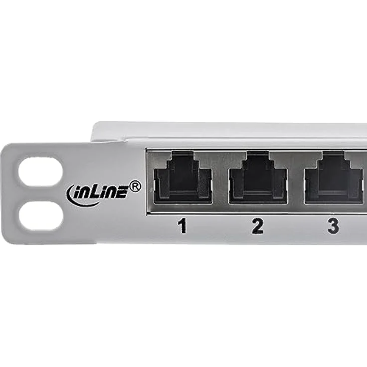 InLine® 10" Patchfeld Cat.6A 0,5HE 12-Fach, lichtgrau, RAL7035, mit Staubschutz – Bild 5