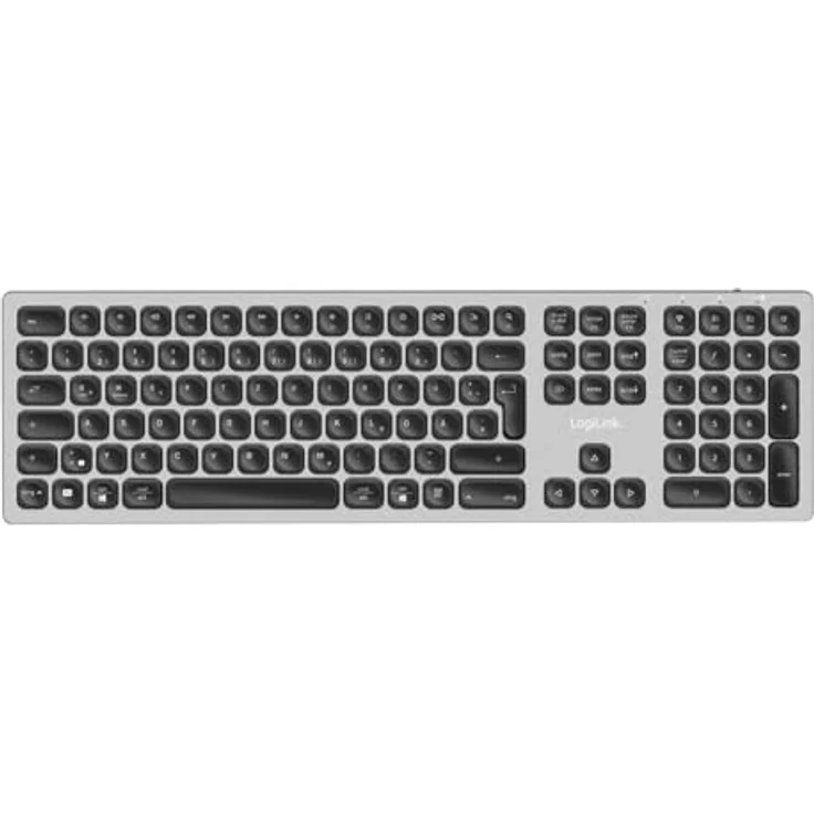 LogiLink Kabellose Multi-Device-Tastatur, BT 5.0, Aluminium, Grau, für Windows, Android, iOS und MacOS – Bild 1