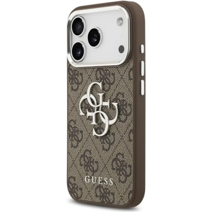 CG MOBILE Guess 4G Groß Classic Logo Hülle für iPhone 17 Pro, Hardcase aus TPU/PC/Kunstleder, Braun/Silber – Bild 2