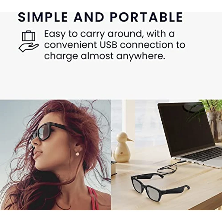 kwmobile USB Ladekabel für Bose Frames Rondo/Soprano/Soprano Style/Alto/Tenor, Schwarz - Praktisches Ersatzkabel mit schneller Ladegeschwindigkeit – Bild 5