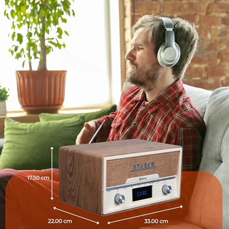 Denver DAB+/UKW-Radio MDA-525LW, mit CD-Player, Retrostyle, hellbraun – Bild 7