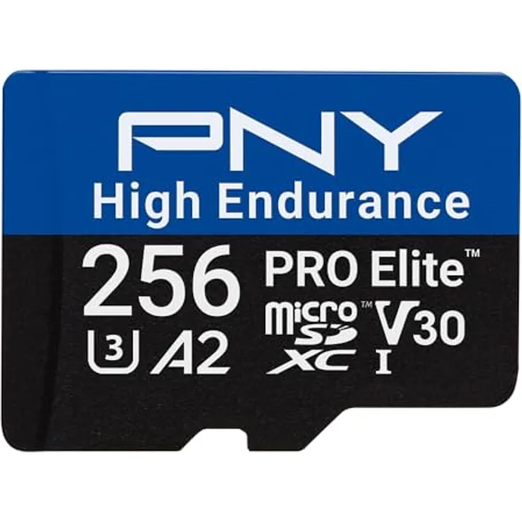 PNY Microsd Pro Elite High (256 GB, microSDXC, U3, UHS-I), Speicherkarte mit bis zu 100 MB/s Lesegeschwindigkeit, schwarz
