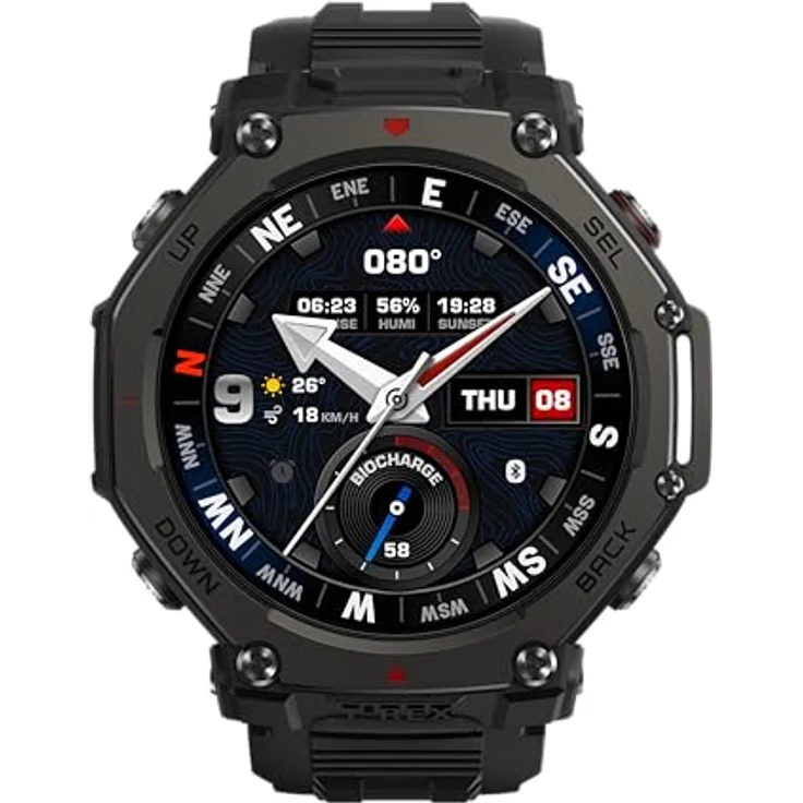 Amazfit T-Rex 3 Pro Outdoor Smartwatch, 48mm Saphir-AMOLED-Display, Titan-Lünette, Dualband-GPS, 25 Tage Akku, 180+ Sportmodi, Schwarz – Bild 2