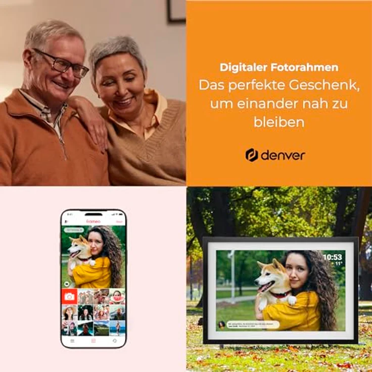 Denver Frameo PFF-1016 25,4cm (10,1) 16GB Digitaler Bilderrahmen mit extrafeinem Rand, Kristallklares HD-Display, WLAN-Übertragung und 16GB Speicherplatz, Schwarz – Bild 3