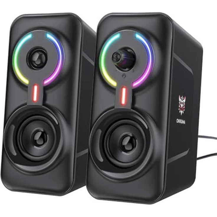 ONIKUMA L6 Multimedia Gaming Speaker, 10 Watt mit BT5.0 und multicolor LED-Beleuchtung, Schwarz – Bild 1
