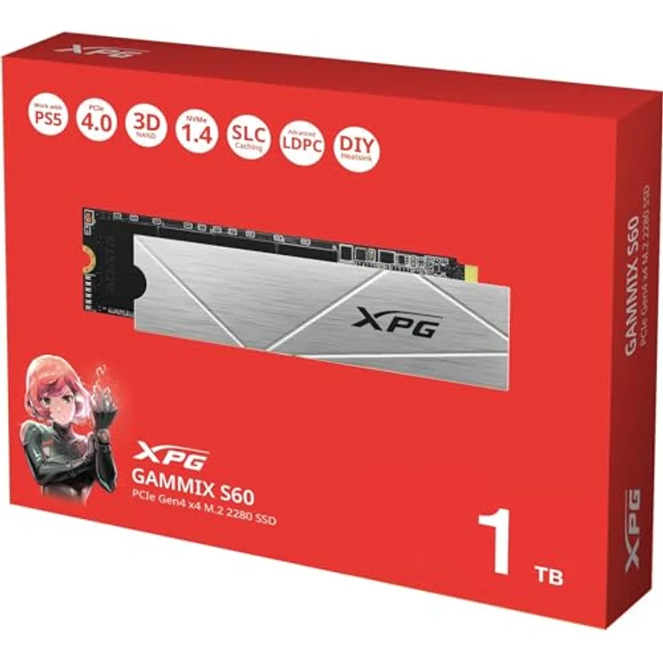 Adata XPG GAMMIX S60 BLADE 1 TB NVMe M.2 2280 SSD (PCIe 4.0 x4, PS5-kompatibel) – Bild 4