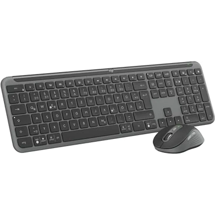 Logitech MK950 Signature Slim kabelloses Tastatur-Maus-Set, schlankes Design, leise tippen, Wechsel zwischen DREI Geräten, Bluetooth, mehrere Betriebssysteme, Windows, Mac, DEU QWERTZ-Layout, Graphit