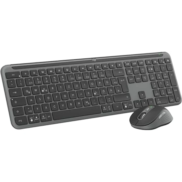 Logitech MK950 Signature Slim kabelloses Tastatur-Maus-Set, schlankes Design, leise tippen, Wechsel zwischen DREI Geräten, Bluetooth, mehrere Betriebssysteme, Windows, Mac, DEU QWERTZ-Layout, Graphit – Bild 1