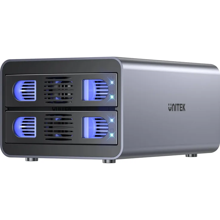 UNITEK S1308A01-EU externes Gehäuse für SSD/HDD, 2 x SATA 2,5"/3,5", 40 TB Kapazität, Aluminiumlegierung in Space Grey