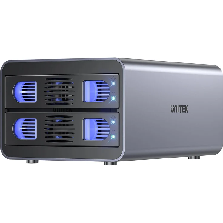 UNITEK S1308A01-EU externes Gehäuse für SSD/HDD, 2 x SATA 2,5"/3,5", 40 TB Kapazität, Aluminiumlegierung in Space Grey