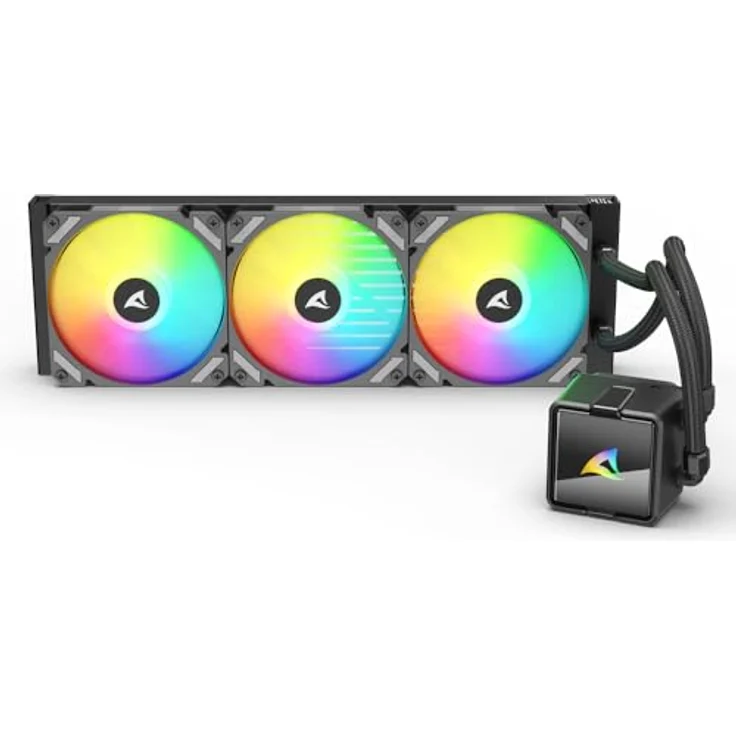 Sharkoon S60 ARGB AIO Black, 360-mm Wasserkühlung mit drei 120-mm-ARGB-PWM-Lüftern und Daisy-Chain-Anschlüssen – Bild 4