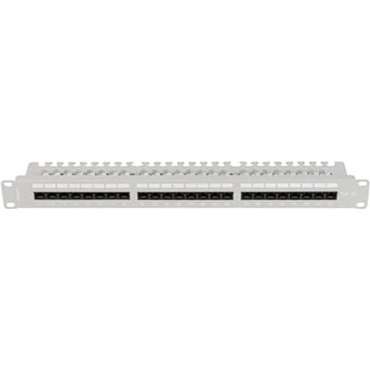 LANBERG 19" Patchpanel 1U 24-Port CAT.6A UTP, mit Kabelorganizer und M6-Kabelbindern – Bild 3