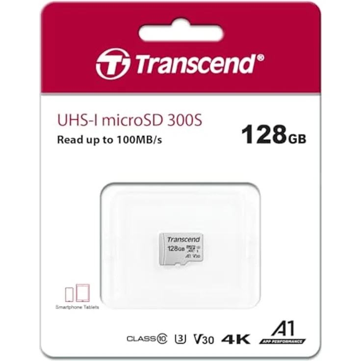 Transcend Highspeed 128GB  micro SDXC-SDHC Speicherkarte (für Smartphones, etc. und Digitalkameras) - 4K, U3, V30, A1, UHS-I TS128GUSD300S – Bild 2