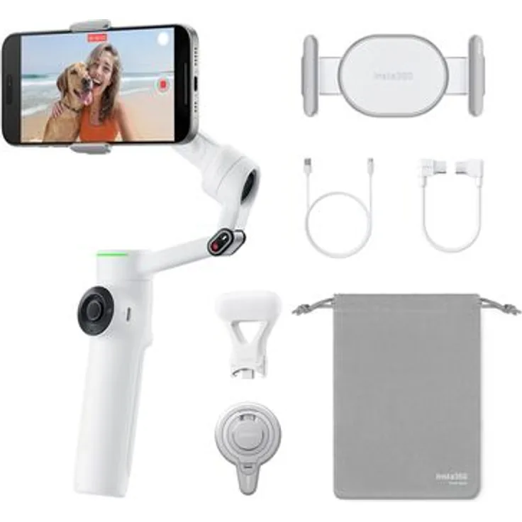Insta360 Flow 2 Pro Creator Bundle, tragbar mit 3-Achsen-Stabilisierung, Summit White