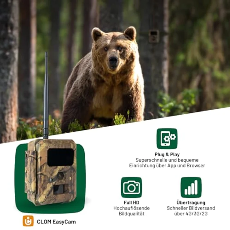 ICUserver ICU CLOM EasyCam, Wildkamera mit 4G/LTE, 50° Linse, 0,3s Auslösezeit, wetterfest, inkl. 500 Coins und 16 GB SD-Karte – Bild 2