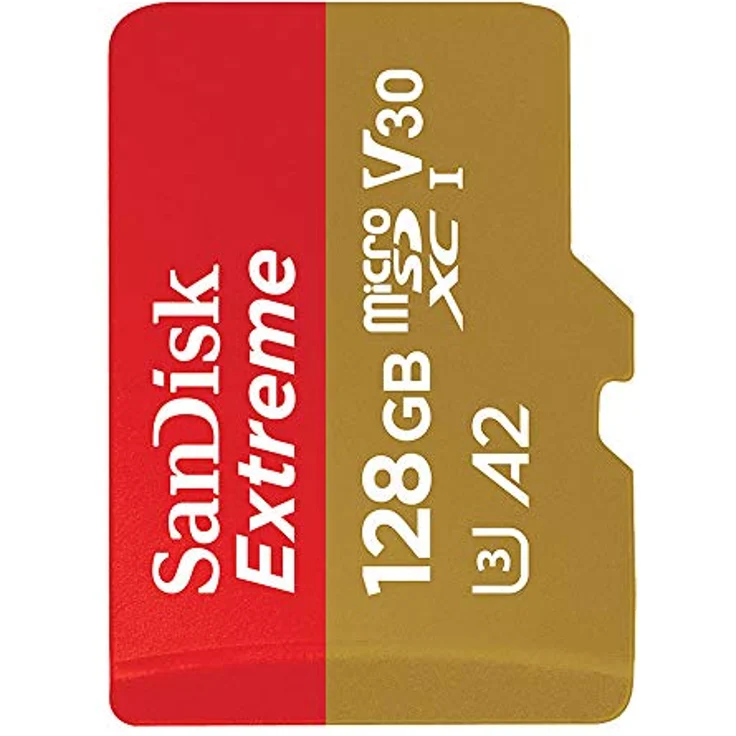 SanDisk Extreme Plus 128GB microSDXC Class 10 Speicherkarte mit SD-Adapter, Gold-Rot – Bild 3