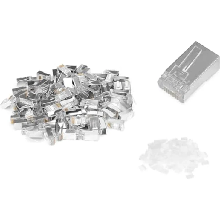 Digitus CAT 6 Modularstecker für Rundkabel, Pass-Through S, 100 Stück, abgeschirmt mit goldbeschichteten Kontakten – Bild 1