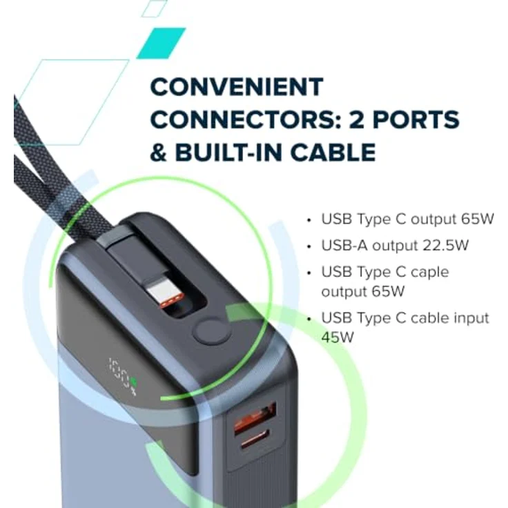 Canyon OnPower 600, Powerbank 20.000 mAh mit USB-C PD 65W und integrierten Display, Grau – Bild 6