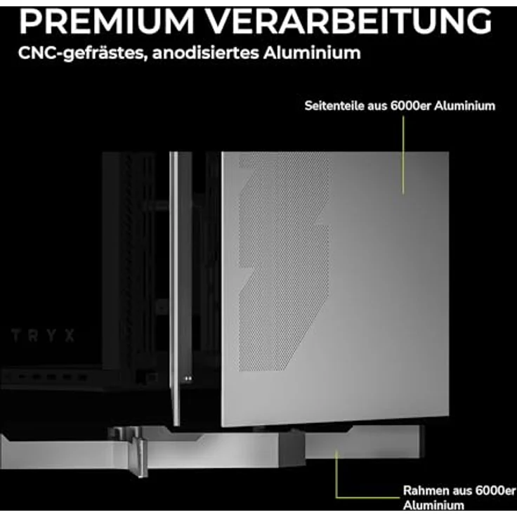 TRYX LUCA L70 PC-Gehäuse, Midi-Tower, E-ATX, Tempered Glass - weiß, Showcase-Gehäuse mit gebogenem Glas, Platz für bis zu neun Lüfter und Mainboards bis E-ATX – Bild 3