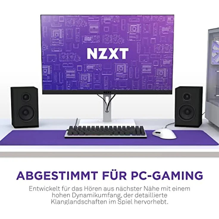 NZXT Relay PC-Gaming-Desktop-Lautsprecher – AP-SPKB2-EU - Full-Range-Sound – 80 Watt – Hoher Dynamikbereich – Seidenkalotten-Hochtöner – Glasfaser-Tieftöner– Schwarz – Bild 2
