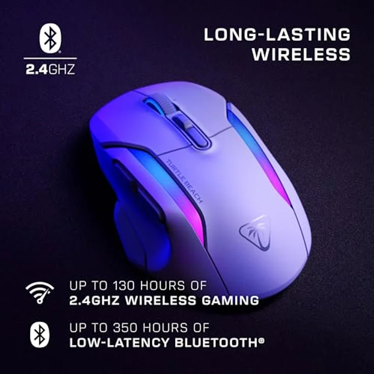 Turtle Beach Kone II Air Kabellose RGB-Gaming-Maus, 350-Stunden-Akku, 26K DPI Sensor, 21 programmierbare Funktionen, Weiß – Bild 4