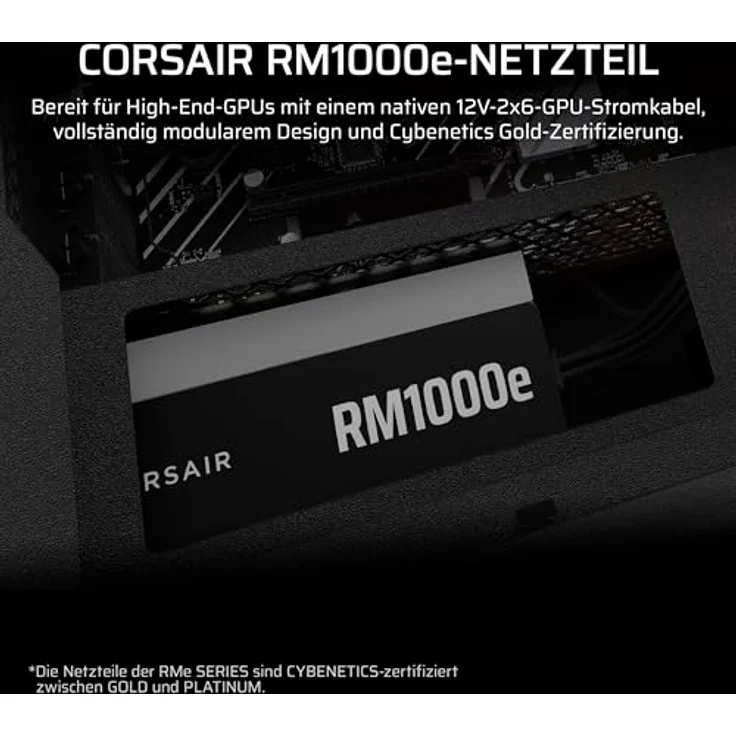 Corsair RM1000e (2025) Fully Modular Low-Noise ATX Power Supply - ATX 3.1 & PCIe 5.1 Compliant, Cybenetics Gold Efficiency, 105°C-Rated Capacitors, Modern Standby Mode, Black – Bild 2