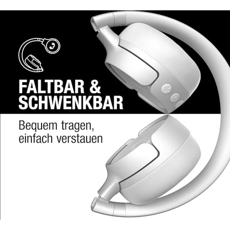 Fresh 'n Rebel Code Fuse, Bluetooth-Kopfhörer on-Ear, kabellos, 30 Stunden Spielzeit, mit Mikrofon und Sprachassistent, Lautstärkeregler und Wiedergabe/Pause-Tasten, faltbar (Ice Grey) – Bild 4
