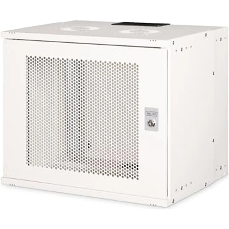 DIGITUS Netzwerkschrank SOHO Pro-Serie - 19-Zoll Rack 9 HE - Unmontiert - Wandmontage - 400 mm Tiefe - 327 mm Nutztiefe - Traglast 60 kg - perforierte Stahltür - Grau – Bild 1