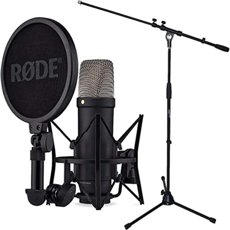 Rode NT1 5th Generation XLR USB Studio-Mikrofon Schwarz + keepdrum Mikrofonständer – Bild 1
