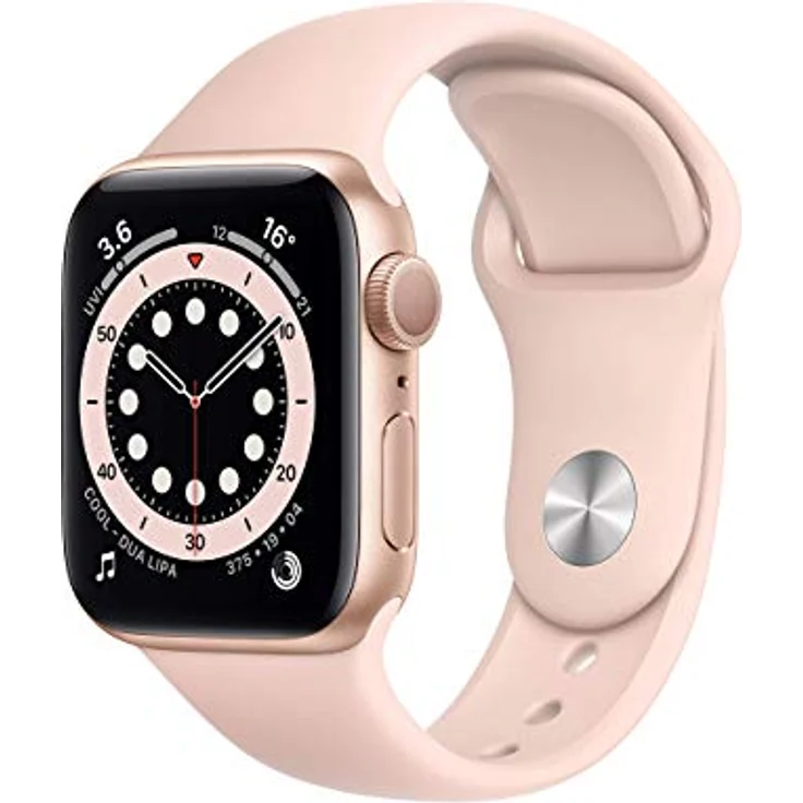 Apple Watch Series 6 (GPS, 40MM) Aluminiumgehäuse Gold, Always On Retina-Display, Rosa Sand Sportarmband, Blutsauerstoff- und EKG-Messung – Bild 1