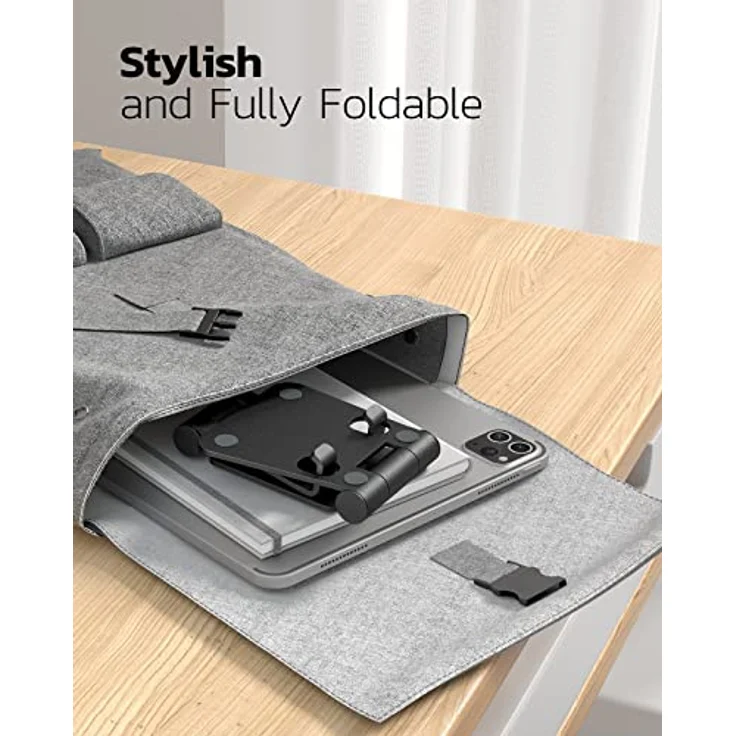 Nulaxy Verstellbarer Handy Ständer, Faltbare Aluminium Halterung für Smartphones, Universelle Kompatibilität mit iPhone 17/16/15/14/13/12 Pro Max/Xr/Xs/X/8, Tragbar und Stabil, 18 mm Hakenbreite – Bild 5
