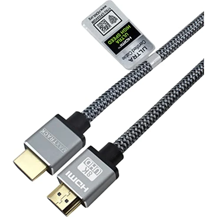 MAXTRACK HDMI® 2.1 High Speed Kabel, 8K@60Hz/4K@120Hz, 3 m, Metallic-Look, Gaming, TV, Blu-ray – Bild 4