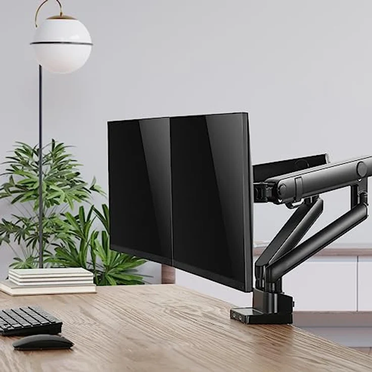 CAVO Motion Monitorhalterung mit 2 USB Anschlüsse für 2 Monitore 17-32 Zoll bis je 9 kg 2-armig Bildschirm drehbar, schwenkbar, neigbar Bildschirmhalterung – Bild 4