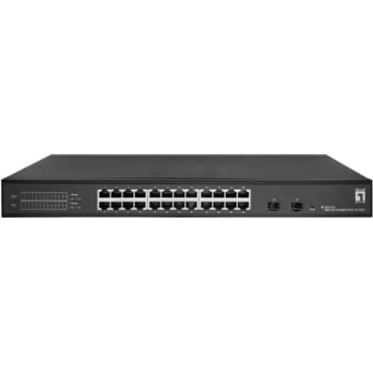LevelOne GES-2126 Hilbert 26-Port Gigabit Smart Lite Switch, 24 x Gigabit RJ45, 2 x Gigabit SFP