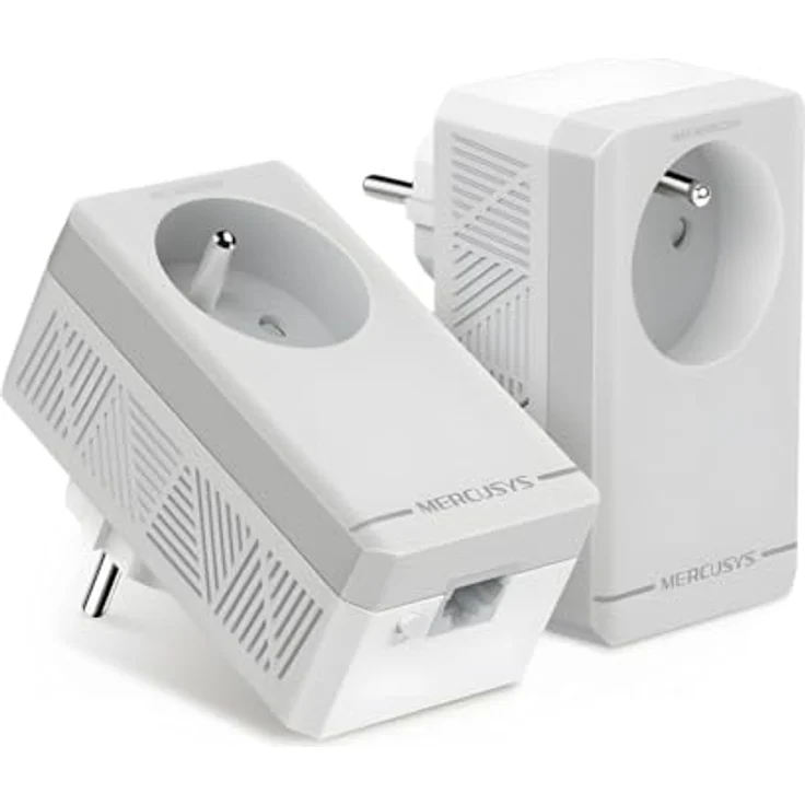 Mercusys MP300P KIT CPL-Adapter 600 Mbps, 1 Port mit integrierter Steckdose Typ F, 2er Pack, ideal für Multi-TV-Service, Plug-and-Play Installation, kompatibel mit allen Routern – Bild 2