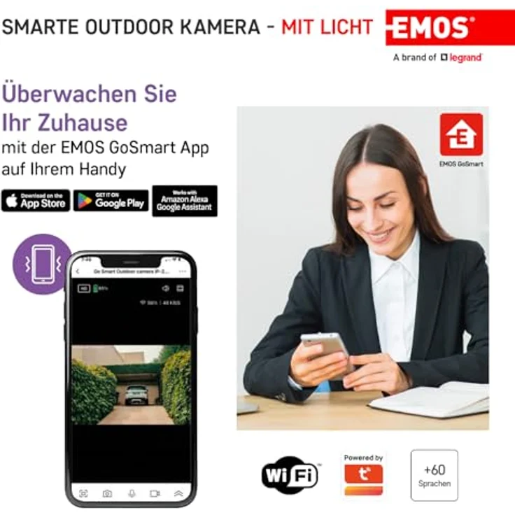 Emos GoSmart Rotierende Outdoor IP Kamera mit WiFi und Licht IP-310 TORCH, schwarz (2304 x 1296 Pixels), Netzwerkkamera, Schwarz – Bild 4