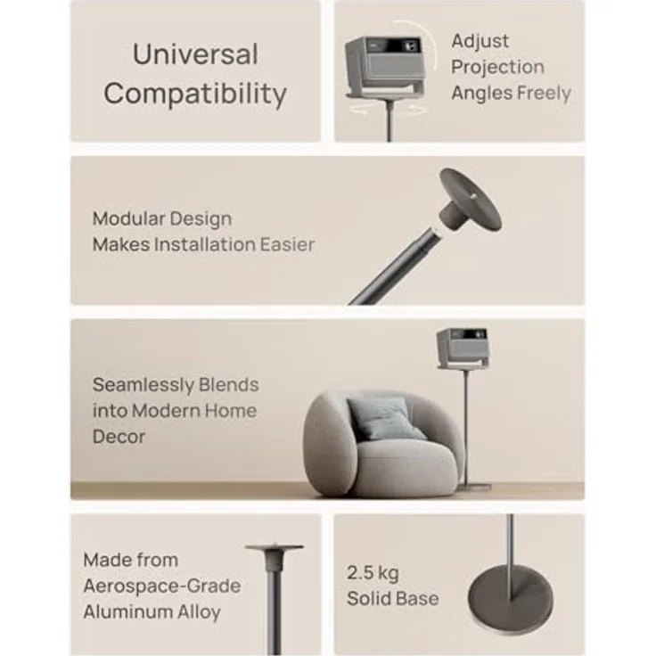 XGIMI Floor Stand für Horizon 20 Series, modularer Beamer-Halter aus Aluminiumlegierung, Elefantengrau, 2.5 KG stabiler Standfuß – Bild 3