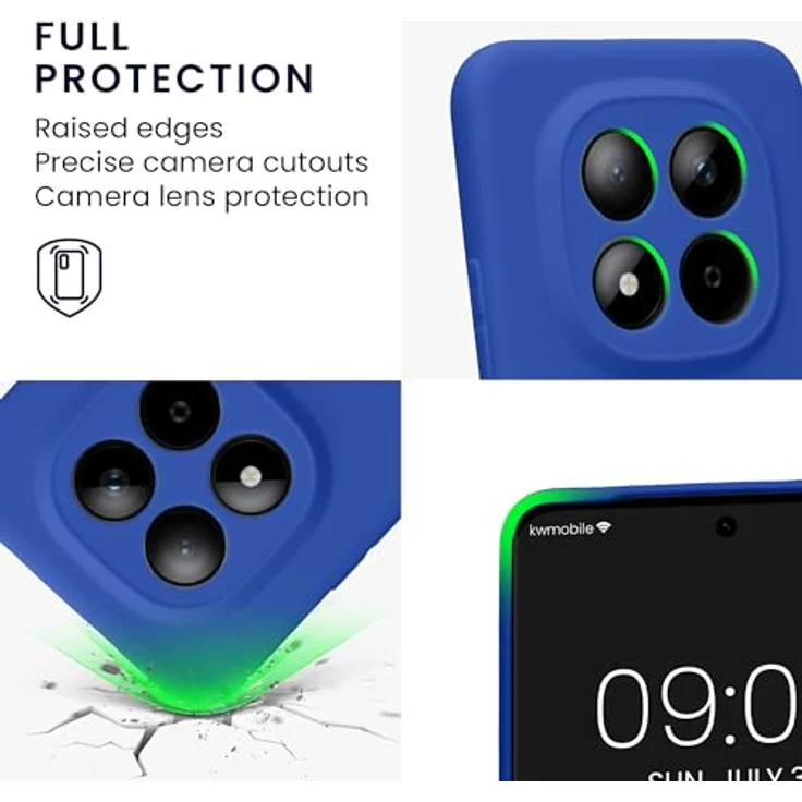 kwmobile Handyhülle kompatibel mit Xiaomi Redmi Note 15 Pro+ 5G / Poco M8 Pro 5G, weiche Silikon Hülle in Baltik Blau mit rutschfestem und reißfestem Design – Bild 3