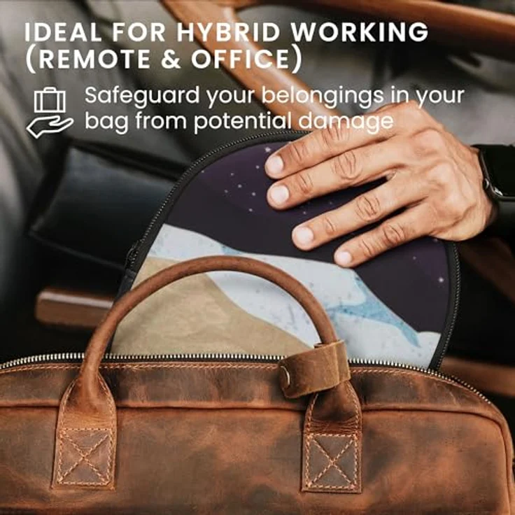 kwmobile Neopren Tasche kompatibel mit Sony WH-CH520 / WH-CH510 / MDR-ZX110, robuster Schutz für Headset, Weiß Hellbraun Dunkelblau Sternenhimmel Nacht See – Bild 5