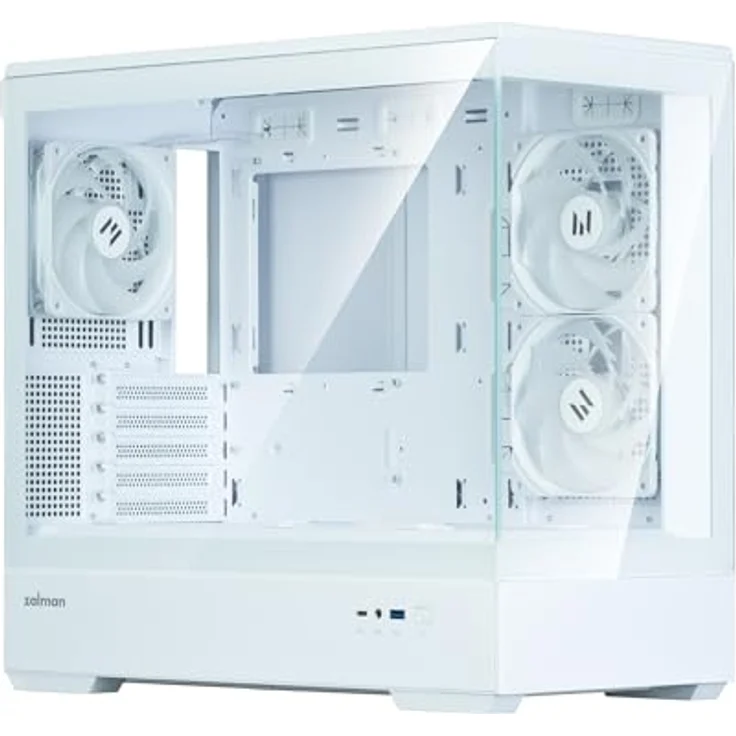 Zalman P30 V2 PC-Gehäuse, Mini-Tower mATX mit RGB-Beleuchtung und Tempered Glass – weiß, Platz für bis zu 9 Lüfter und 360 mm Radiatoren – Bild 5