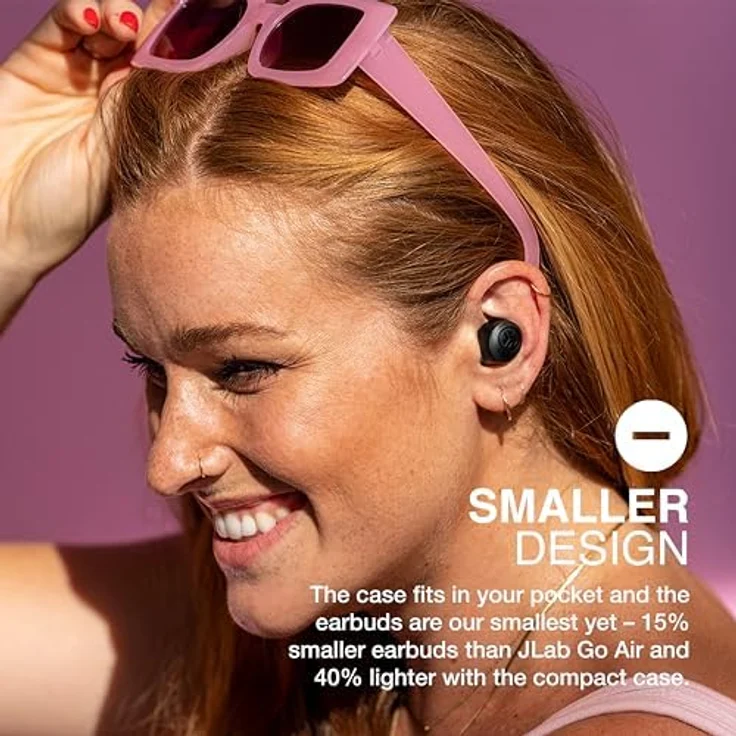 JLab Go Air Pop+ True Wireless Kopfhörer - Bluetooth 5.3, automatische Verbindung, Mitternachtsschwarz, 35 Stunden Akkulaufzeit – Bild 3