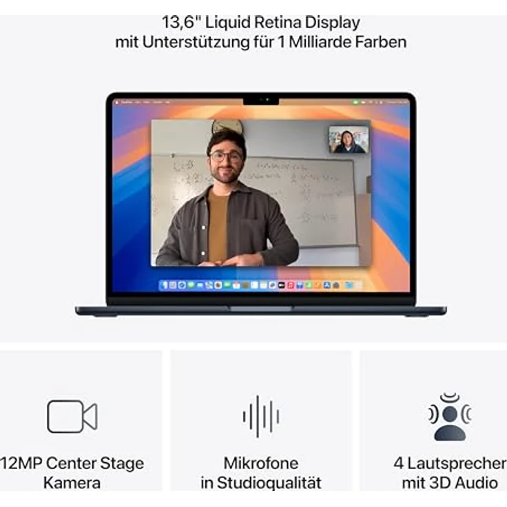 Apple Macbook Air 13.6" - M4 10-Core CPU 10-Core GPU - 16 GB - 512 GB SSD - Mitternacht 2025 – Bild 3