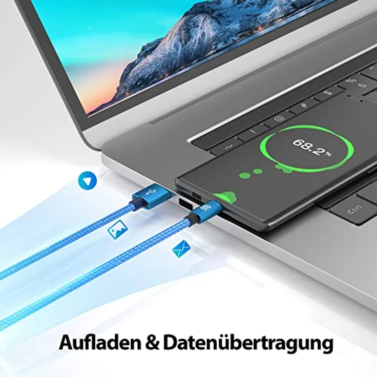 JAMEGA – 2m Premium Micro USB Kabel | Nylon geflochtenes USB Ladekabel Datenkabel für Micro USB Geräte kompatibel mit Samsung, HTC, Huawei, Sony, Nokia, Kindle, PS4 XBOX Controller – Blau – Bild 3