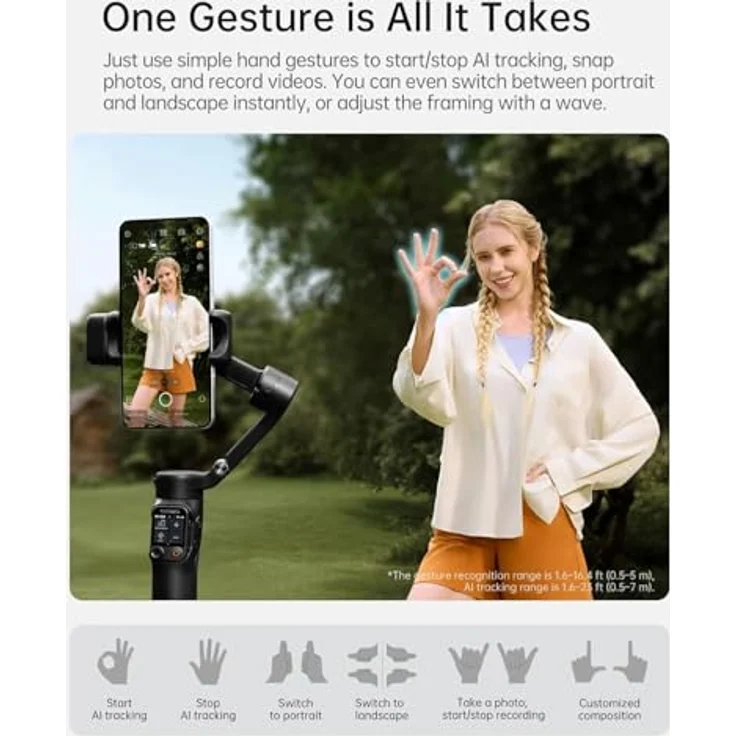 Hohem iSteady V3 Ultra, Smartphone Gimbal mit KI-Tracking, abnehmbarer Fernbedienung und magnetischem FillLED-Licht, grau – Bild 3