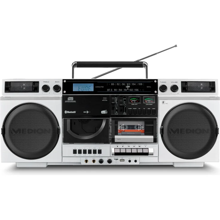 Medion LIFE P66538 Retro-Boombox, Radio mit Bluetooth, Weiss – Bild 1