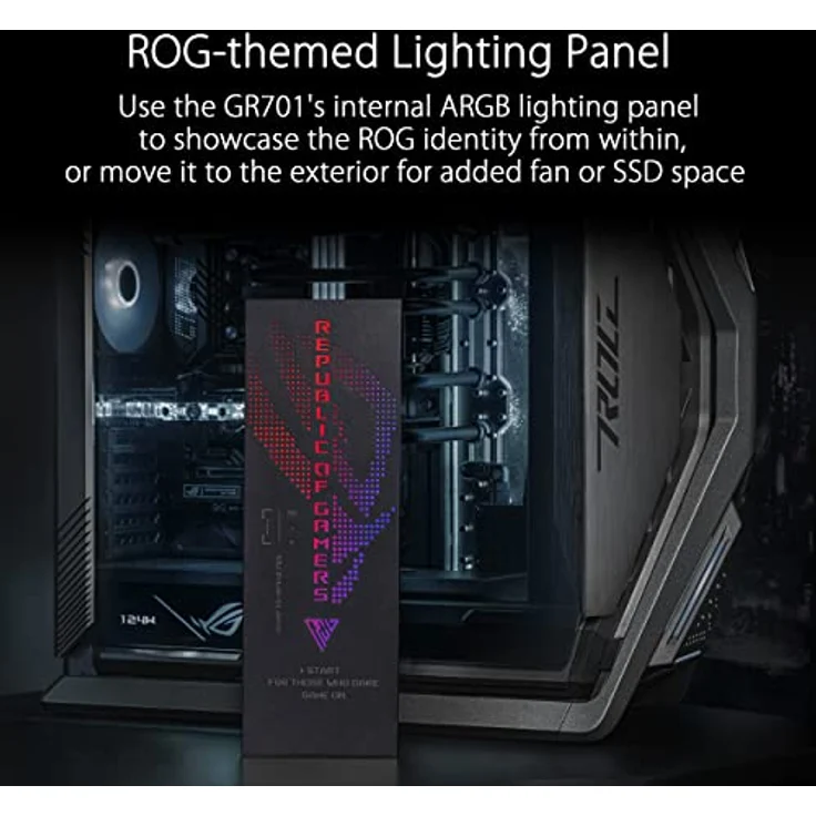 ASUS ROG Hyperion GR701 E-ATX RGB Gaming Gehäuse (420 mm Dual-Radiator-Unterstützung, 4x 140 mm-Lüfter, GPU-Halterung aus Metall, Aura Sync ARGB-Lüfter-Hub, 60W-Schnellladung, 2x USB-Typ-C) – Bild 4