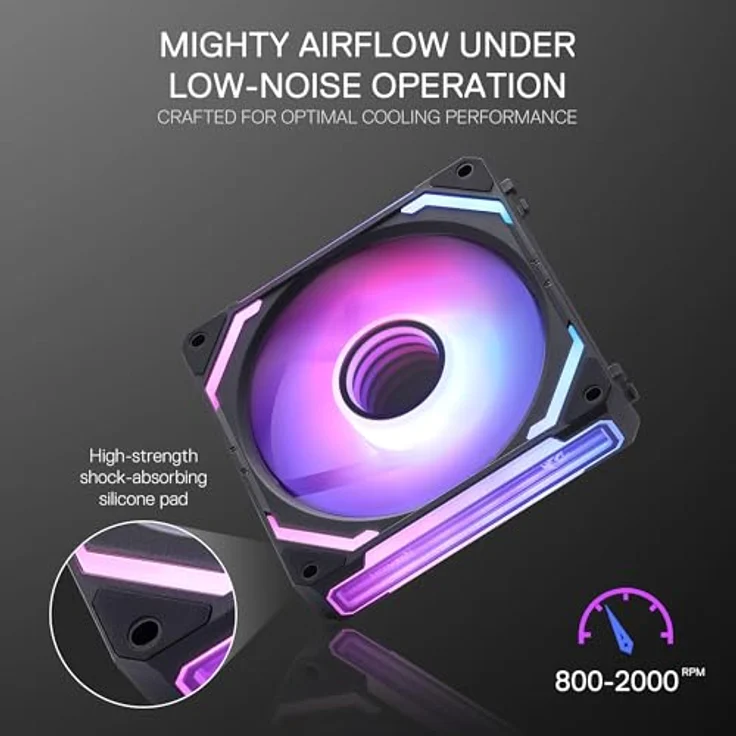 Redragon GCF012, 120 mm Gehäuselüfter mit Daisy-Chain-Anschluss, 5 V 3-polige ARGB-Beleuchtung, 4-poliger PWM-Lüfter, 3er-Pack für PC-Kühlung – Bild 4
