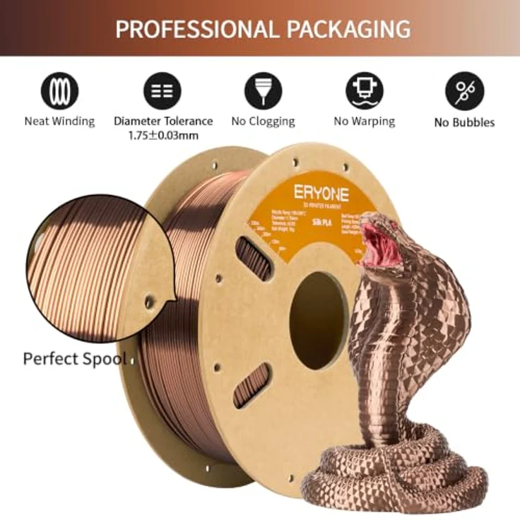 ERYONE Silk PLA Filament 1.75 mm, Seiden PLA Mocha Brown, 1 kg, hochglänzende Druckqualität, kompatibel mit 3D Druckern – Bild 3