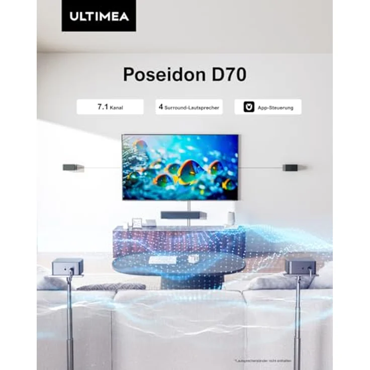 Ultimea Poseidon D70 7.1 Soundbar mit Bluetooth, 410 Watt Leistung und 6,5-Zoll Subwoofer – Bild 2