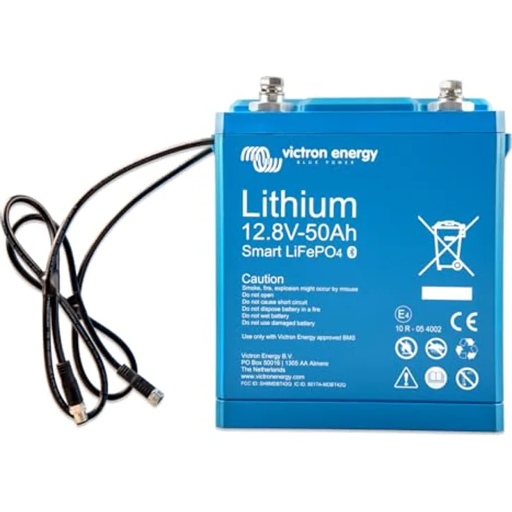Victron Energy 12,8V 50Ah Smart LiFePO4 Lithium Batterie, effizient und platzsparend, ideal für Wohnmobile und Camper
